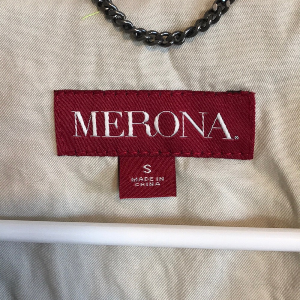 Merona short trench coat cream/tan size small - Picture 2 of 4